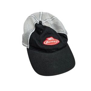 Berkley Fishing Embroidered Logo Trucker Hat Black‎ White Adjustable